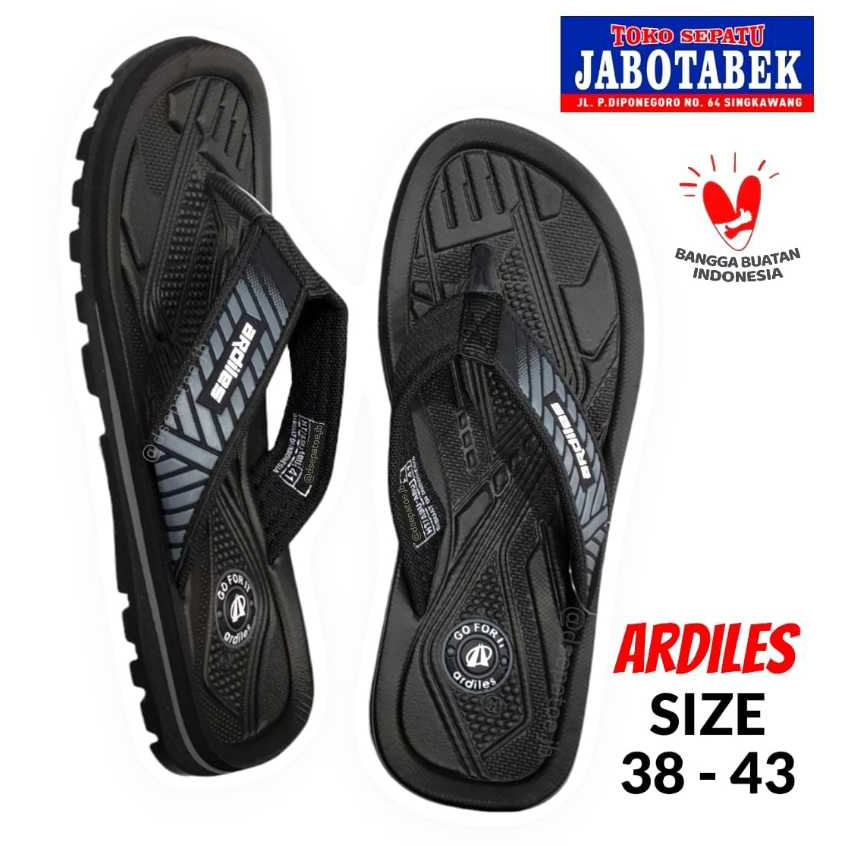 [COD] Sandal gunung jepit cowok kasual santai full karet ARDILES size 38 39 40 41 42 43 warna hitam 