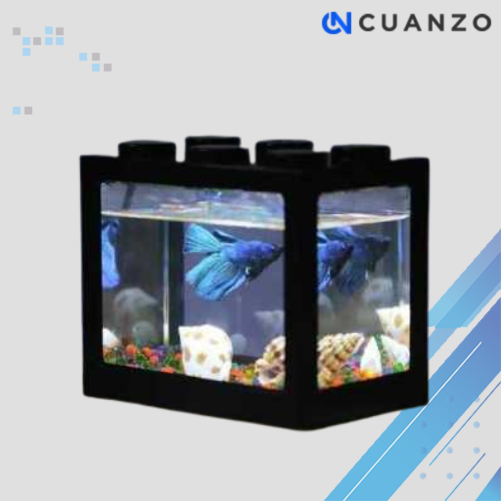 Akuarium Mini Lego Block with Colorful LED / Akuarium Cupang Mini Lego Tank Cupang Akuarium Akrilik 