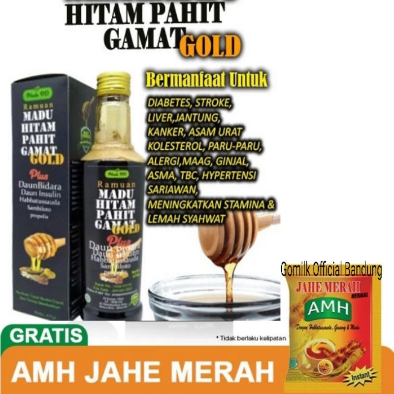 

Madu ( RD ) Ramuan Hitam Pahit Gamat Gold + Daun Bidara, Insulin, Sambiloto, Propolis 470 Gram