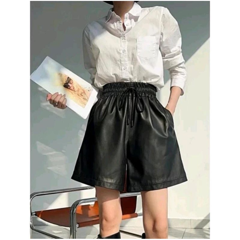 LUMÉ VOGUE - Celana Pendek Wanita Leather Pants