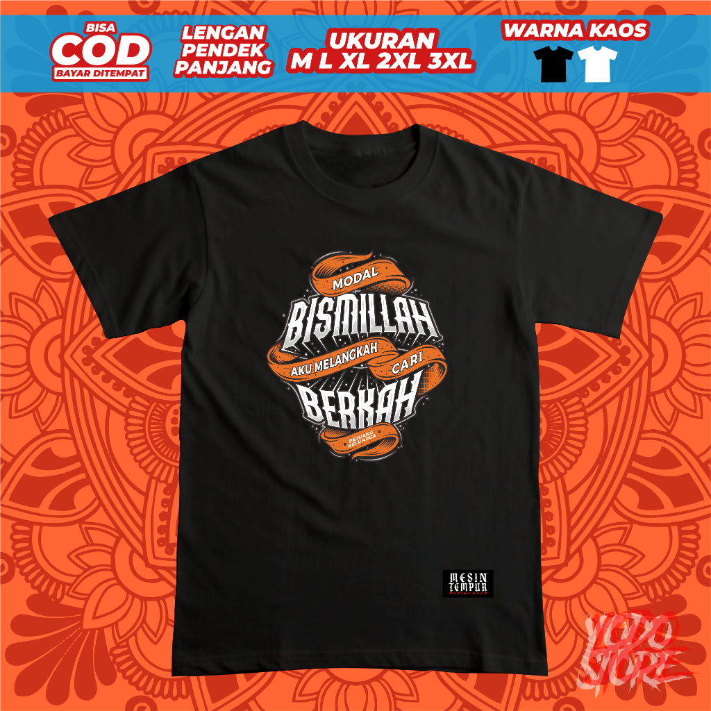 kaos pria distro baju tshirt modal bismillah aku melangkah cari berkah baju distro tshirt murah