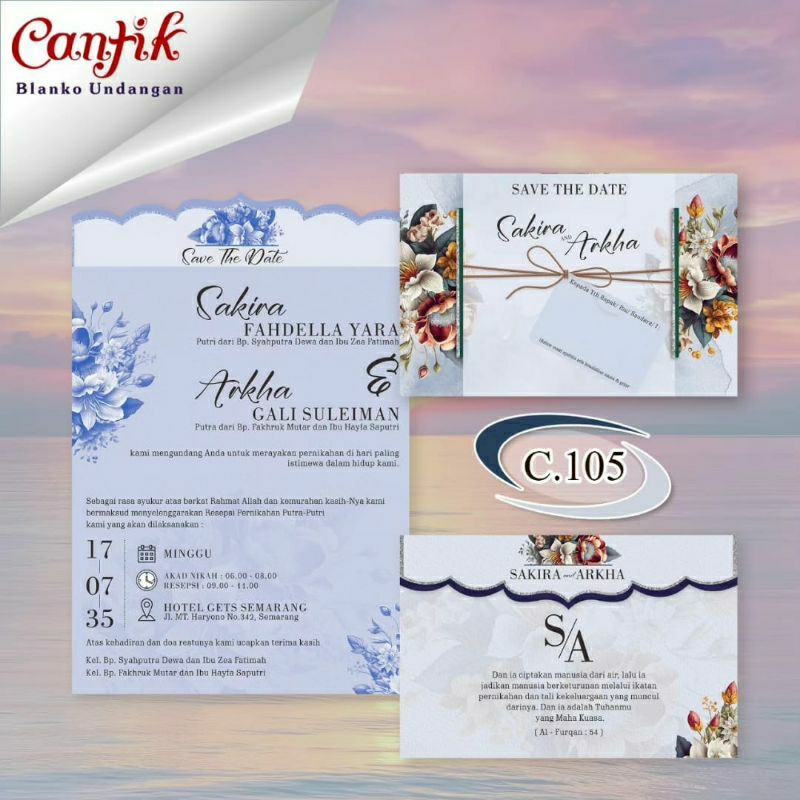 Blanko Undangan Pernikahan Cantik 105 Free Fille Setting