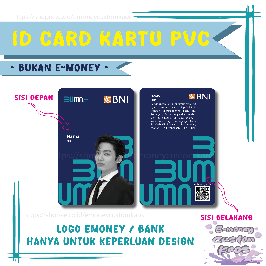 

CUSTOM KARTU ID CARD BUMN TERBARU BANK BNI BAHAN PVC - 2 SISI