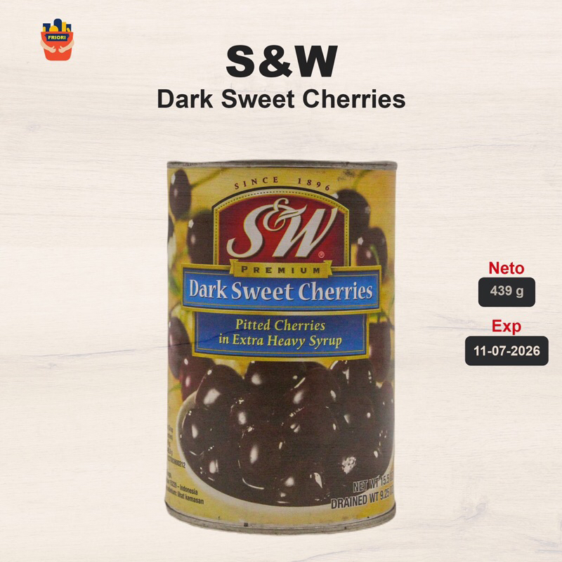 

S&W Dark Sweet Cherries 439 g - Pitted Cherries In Extra Heavy Syrup Minuman Sirup Manis