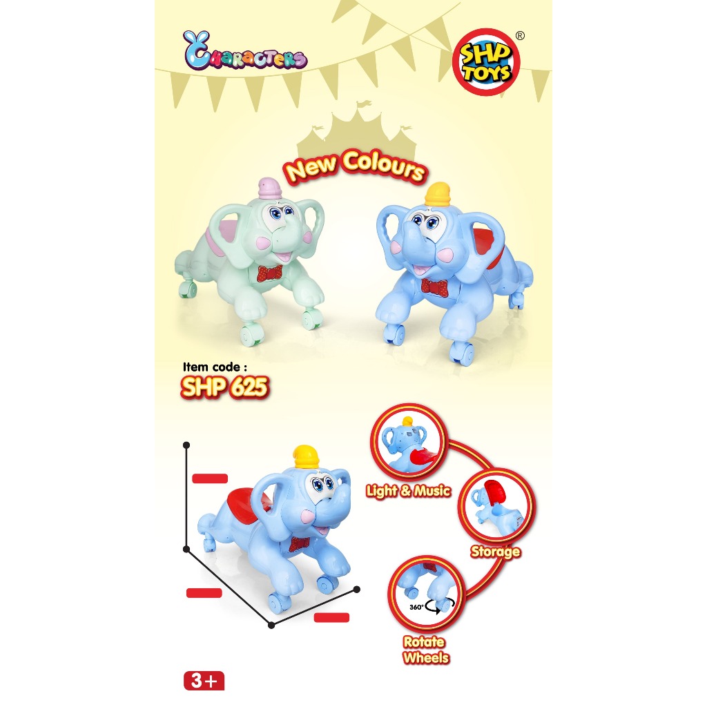 Mainan Anak Gajah - gajahan Maenan Dorong Biru GOL 625 SHP625