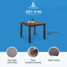 MEJA MAKAN PLASTIK ANYAMAN ROTAN OLYMPLAST - ODT RATTAN 80