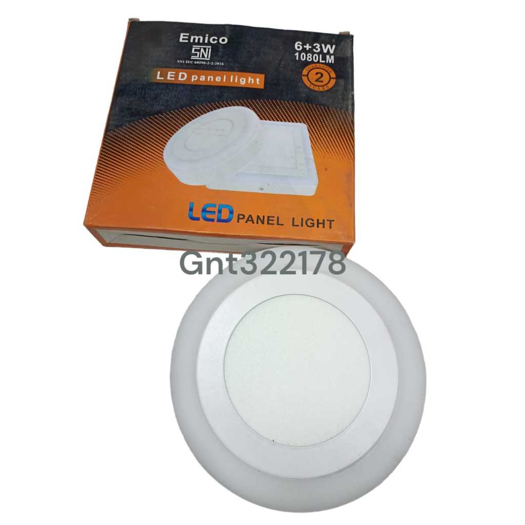 Lampu Downlight Panel 2 WARNA 6+3 WATT PUTIH BIRU