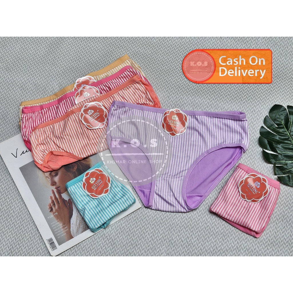 Celana Dalam Wanita CD Perempuan Karet Pinggang Kecil Motif Garis-garis