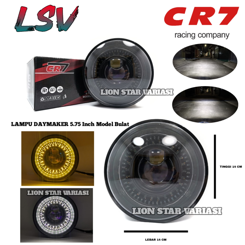 Lampu Depan Daymaker Model Bulat 5.75 Inch Motor Mobil Universal Headlamp Daymaker LED Waterproof