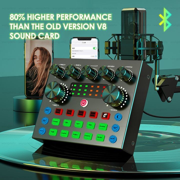 semu024 SOUNDCARD FULL SET MIC V8S SOUND CARD LIVE SINGING EQUIPMENT AUDIO MIXER