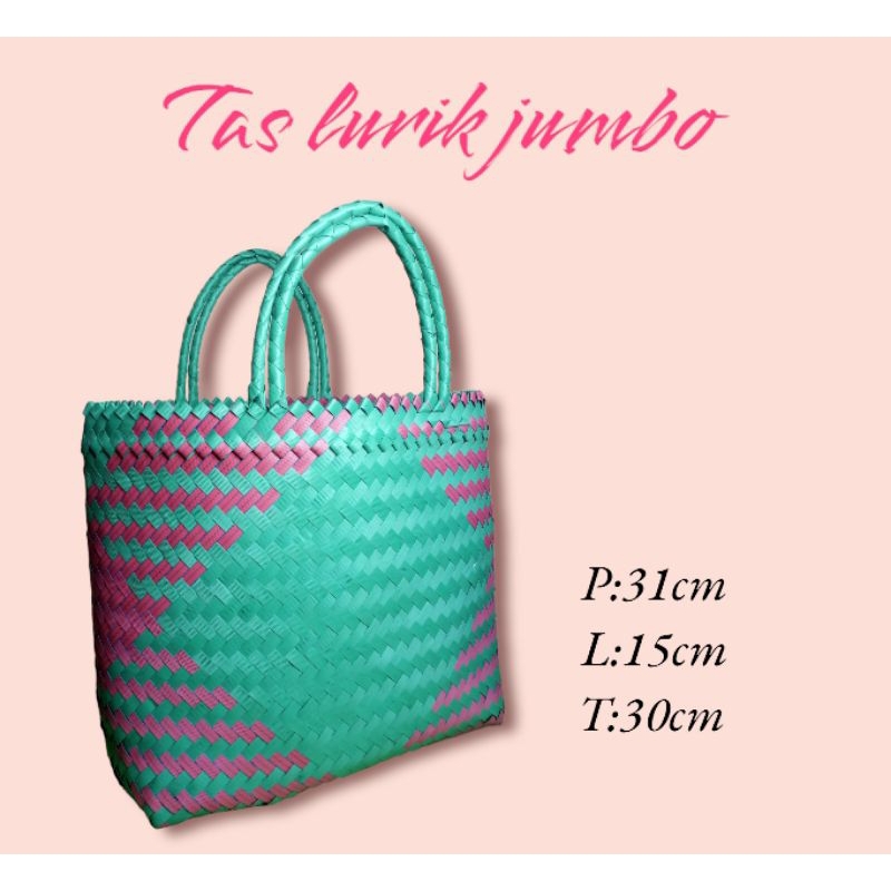 Tas anyaman jumbo lurik/tas anyaman plastik/tas belanja/tas pasar/tas keranjang
