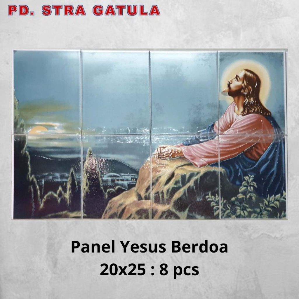 Keramik Panel Gambar Dinding ASTER Yesus Berdoa 8x20x25 cm - Panel Yesus Berdoa