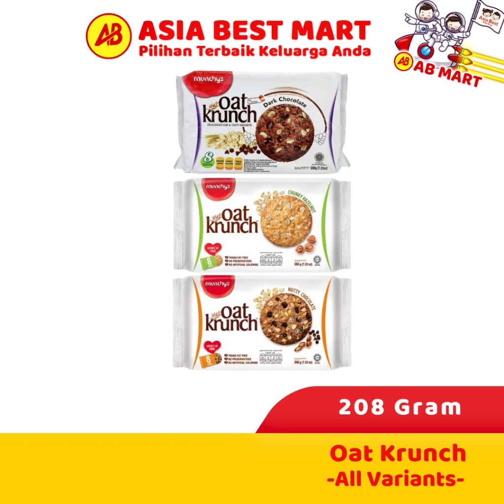 

Munchy'S Oat Krunch Hazelnut - Dark Chocolate - Strawberry Blackcurrant - Nutty Chocolate 208 Gr