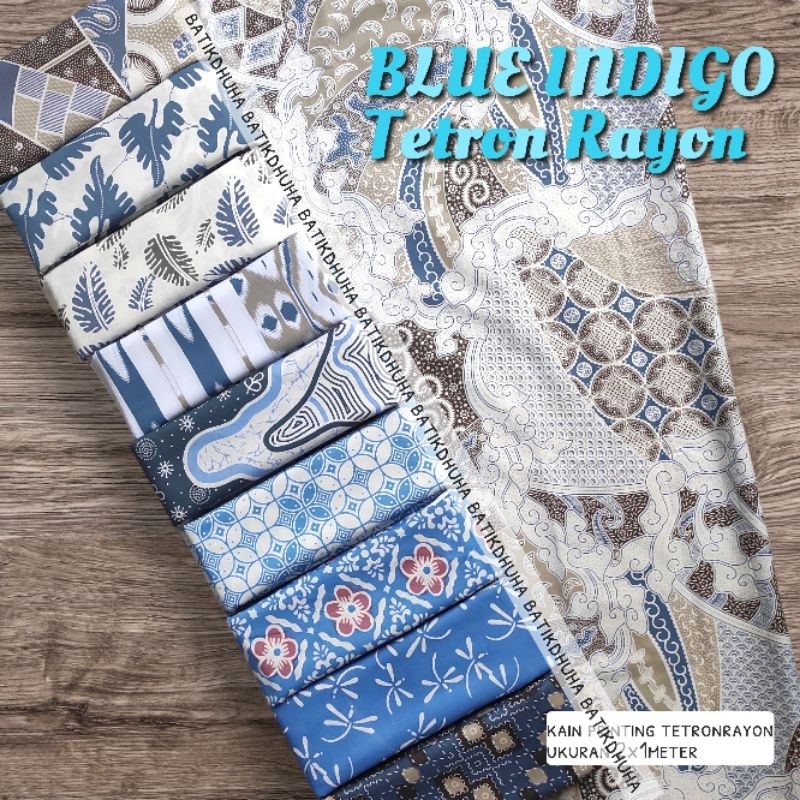 Kain Batik  cream soft kain batik TRR warna biru indigo