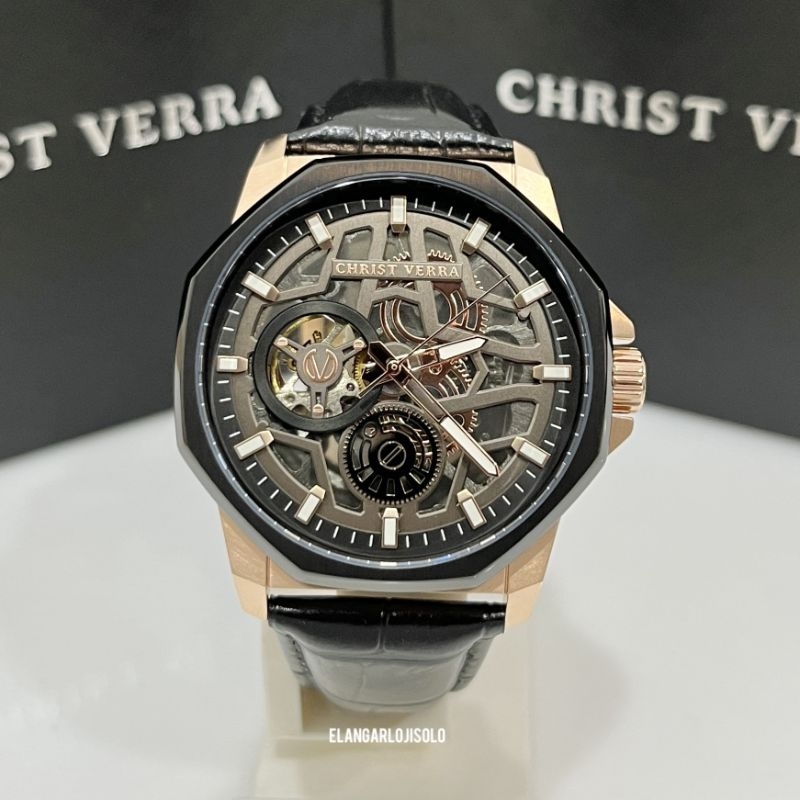 JAM TANGAN PRIA CHRIST VERRA CV 53603G-28 BLK AUTOMATIC ORIGINAL