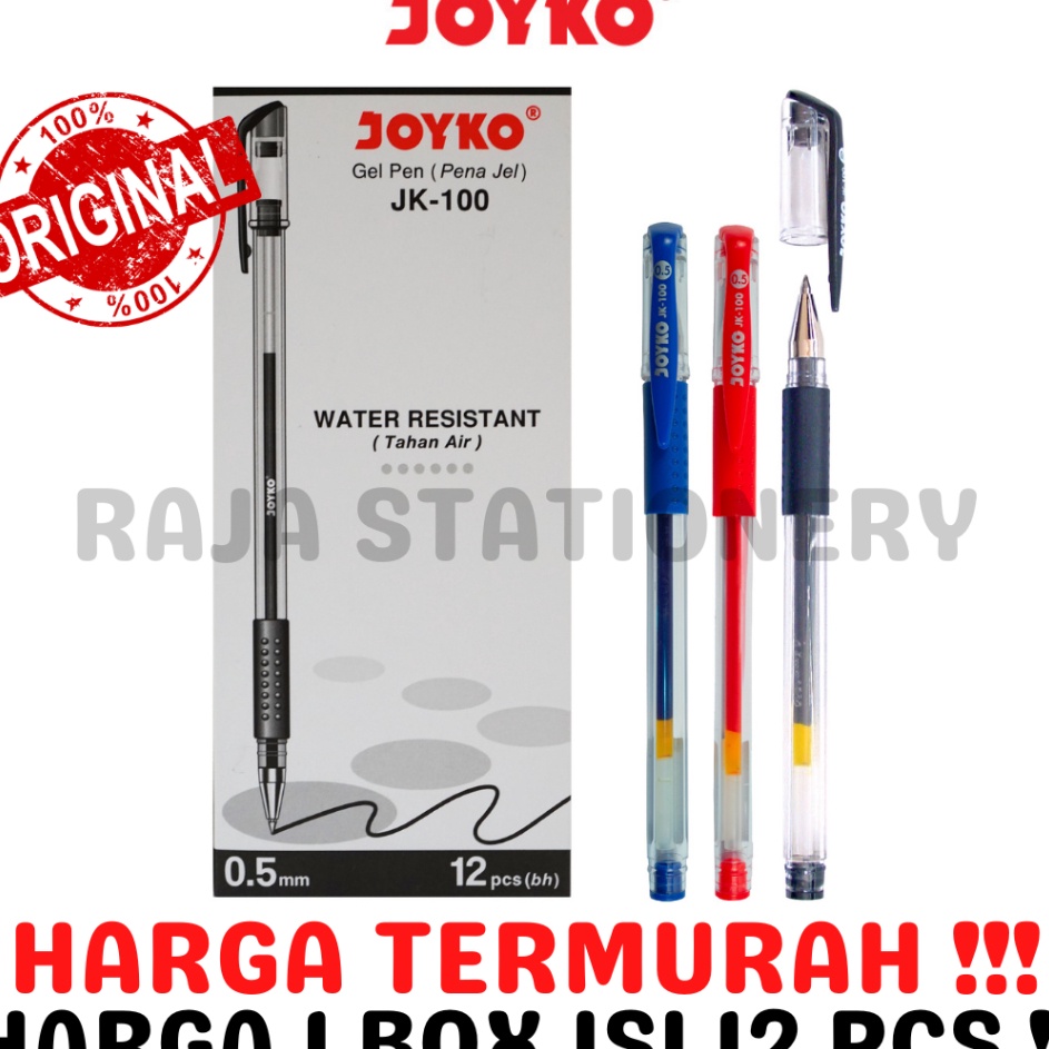 

Terlaris JOYKO GEL PEN JK1 PEN BLACK BLUE RED PULPEN PENA JOYKO HITAM BIRU MERAH LUSIN 12PCS