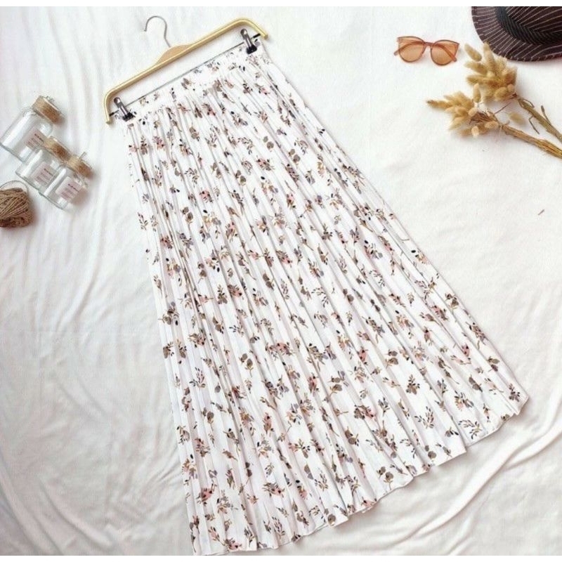 BEST DEALS Rok Plisket Motif Bunga / Rok Plisket Motif Bunga Lily Daily / Rok Motif Bunga / Plisket