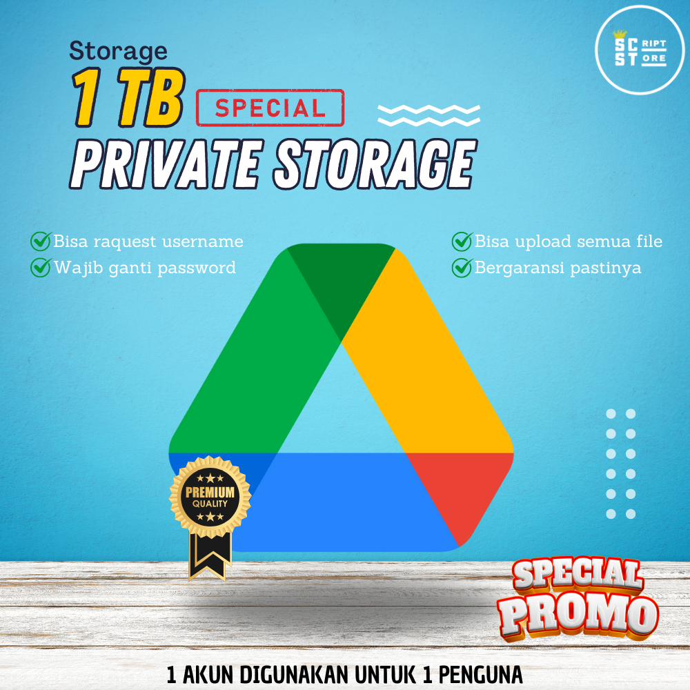 Google Drive Unlimited Max 1TB - Private Akun - Akses LifeTime - Storage Bebas Isi