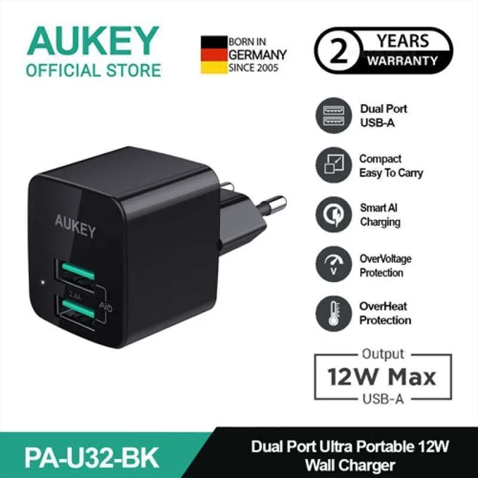 Aukey PA-U32 Wall Charger 2 Port 12W with AiQ