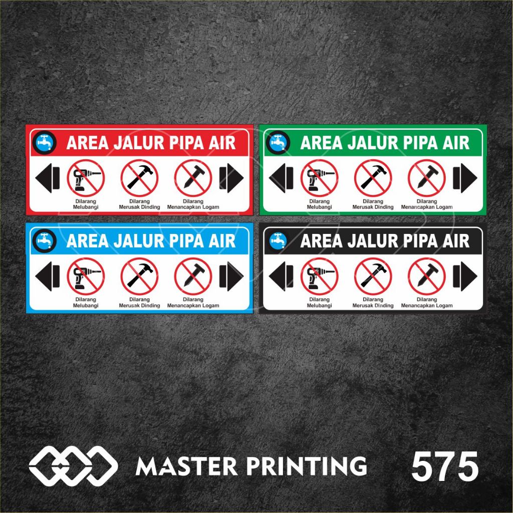 

575 - Stiker Area Jalur Pipa Air, Sticker Vinyl, Premium, Tahan Air, Termurah, dan Bisa Custom