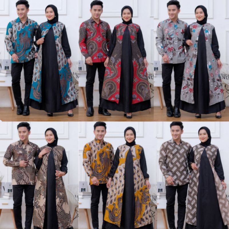 COUPLE GAMIS TERLARIS TOYOBO HIJAU CANTIK KOMBINASI BATIK LD 110 120 JUMBO SERAGAM LENGAN PANJANG