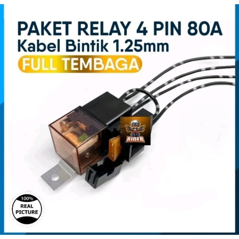 Relay 4kaki relay lampu & klakson set 12v 80a