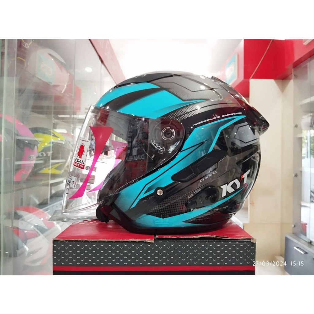 HELM KYT GALAXY FLAT R ASYMMETRIC BLACK BLUE ORIGINAL DOUBLE VISOR HELM KYT GALAXY FLAT R MOTIF MIME