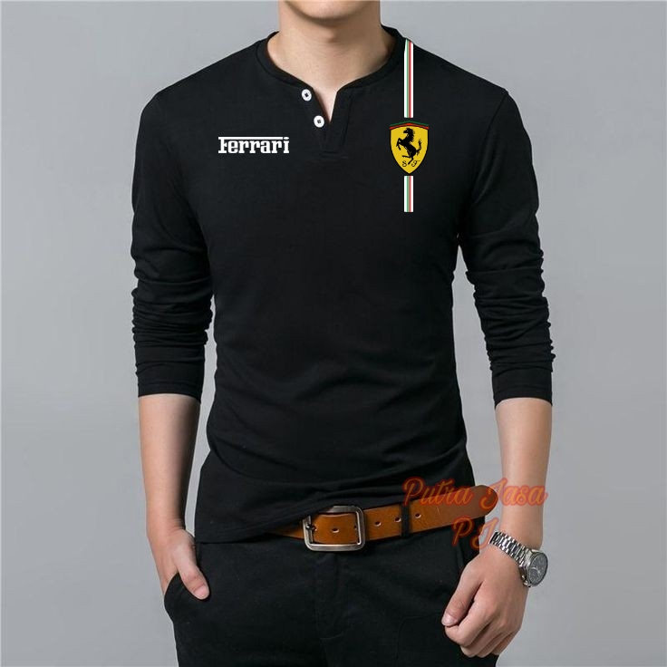 Kaus Hanley Panjang Motif sablon Ferr4ri/Kaus Panjang Distro Pria/Kaus Santai Pria Keren