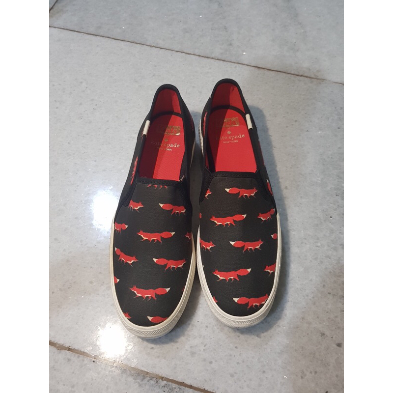 Kate Spade x Keds - Slip On Shoes Fox Print (Preloved Sepatu Slip On)