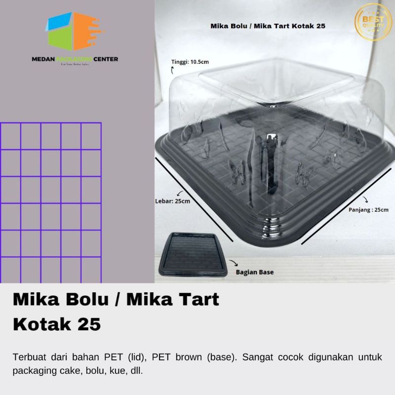 Mika Bolu Kotak 25cm / Mika Kue / Mika tart kotak 5pcs