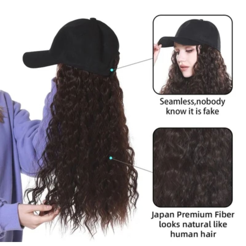 GRIYA REMA Wig Topi Keriting Wig Topi Topi Wig Topi Baseball Topi Bisbol Topi Wig Keriting Wig Topi 