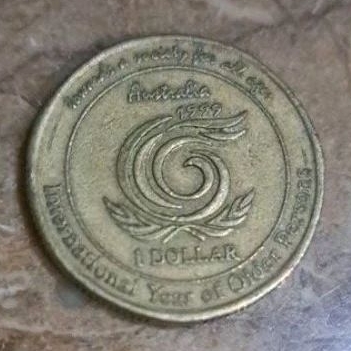 Koin 1 Dollar Australia Commemorative Edition International Year of Older Persons