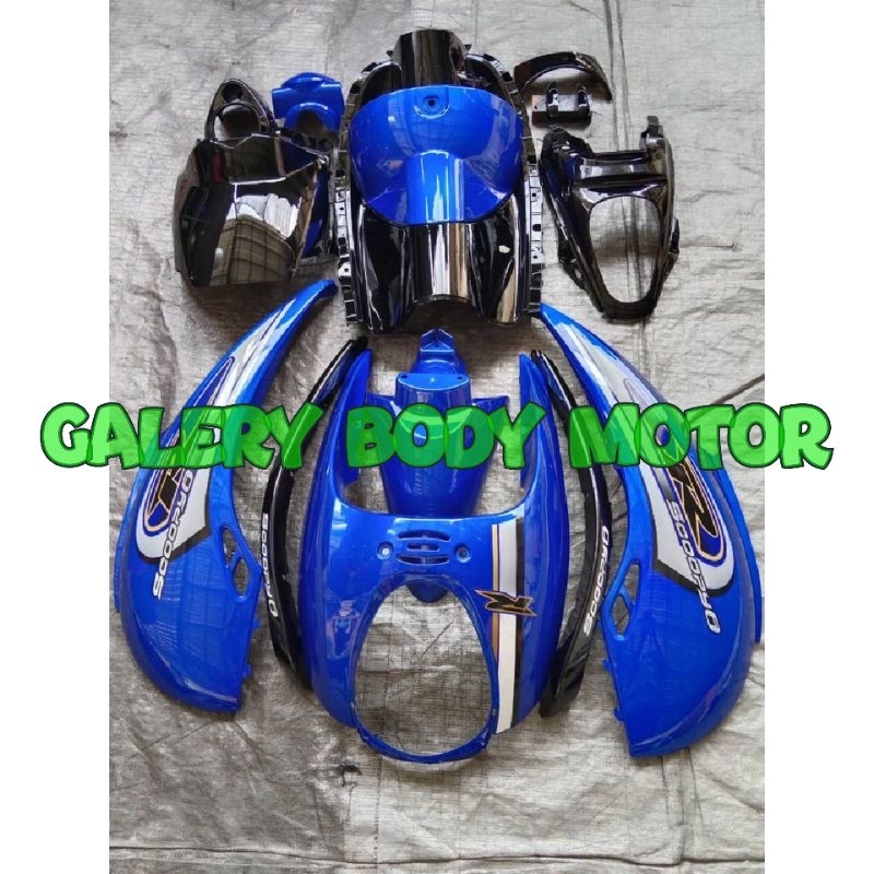 full body halus scoopy karbu biru hitam