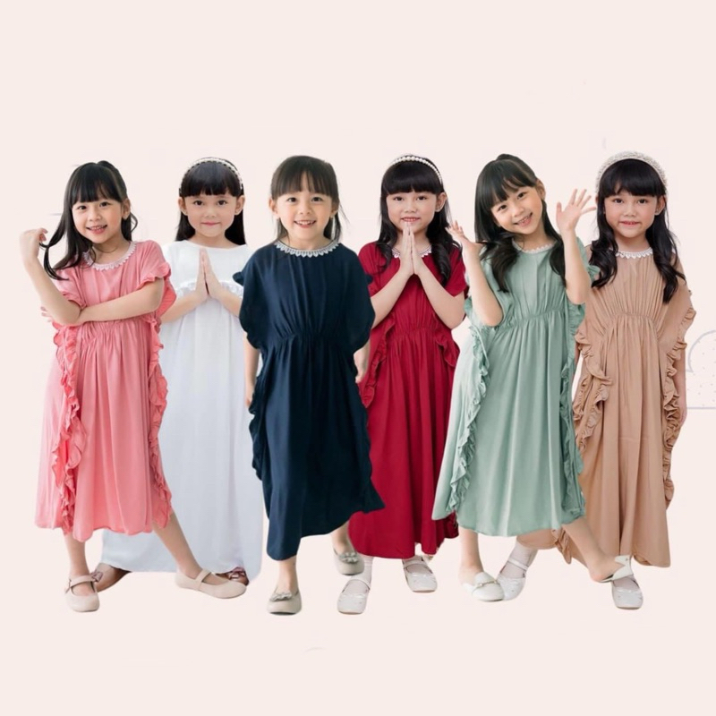 Kaftan anak perempuan bahan katun 2-10 Tahun