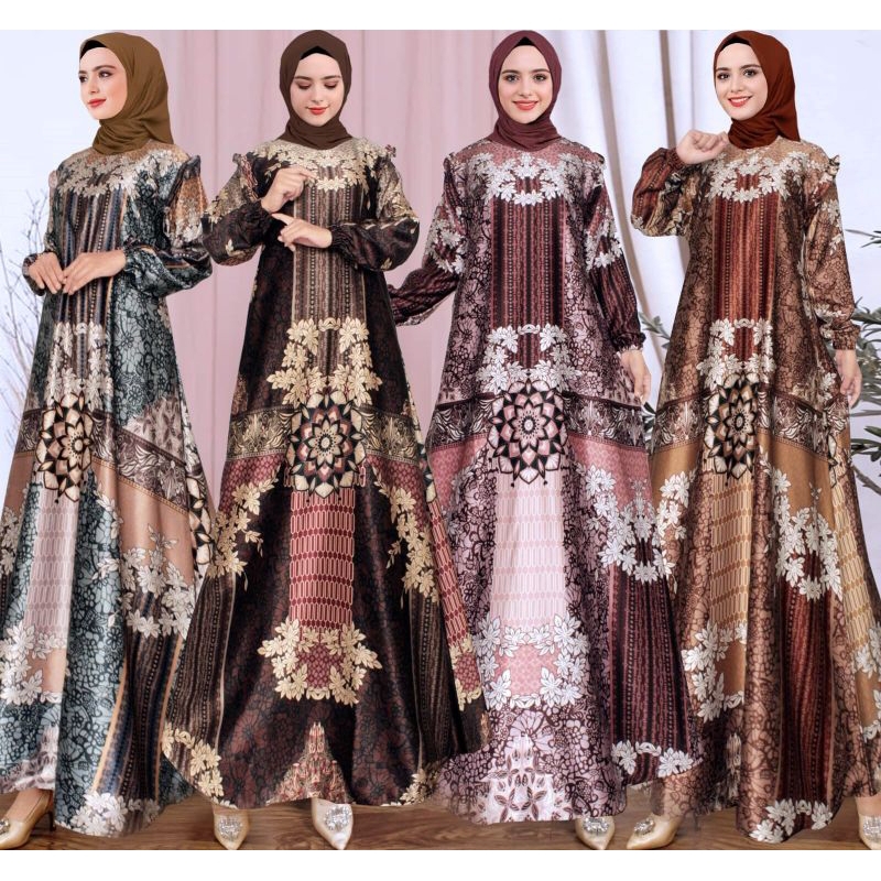 Gamis Silk Premium || Gamis Silk Motif Baru || Gamis Muslimah