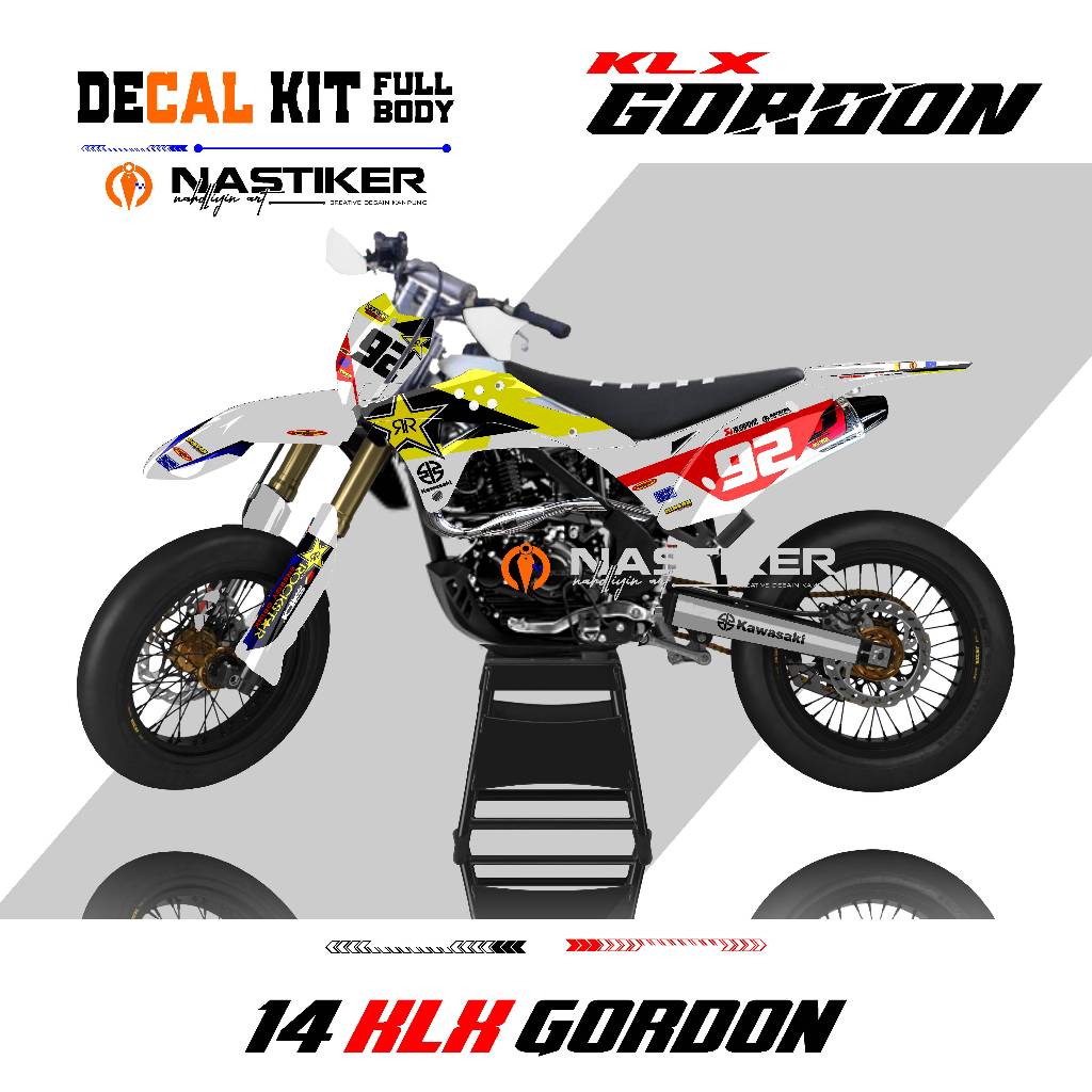 DECAL KLX GORDON FULLBODY / stiker decal klx gordon putih / decal rockstar / KLX14