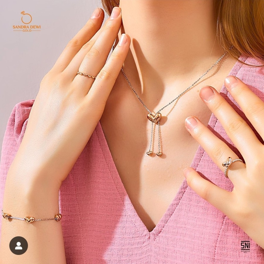KALUNG KOYE EMAS SANDRA DEWI GOLD GOLDEN LOVE MELTS COLLECTIONS HATI JUNTAI DANGLING