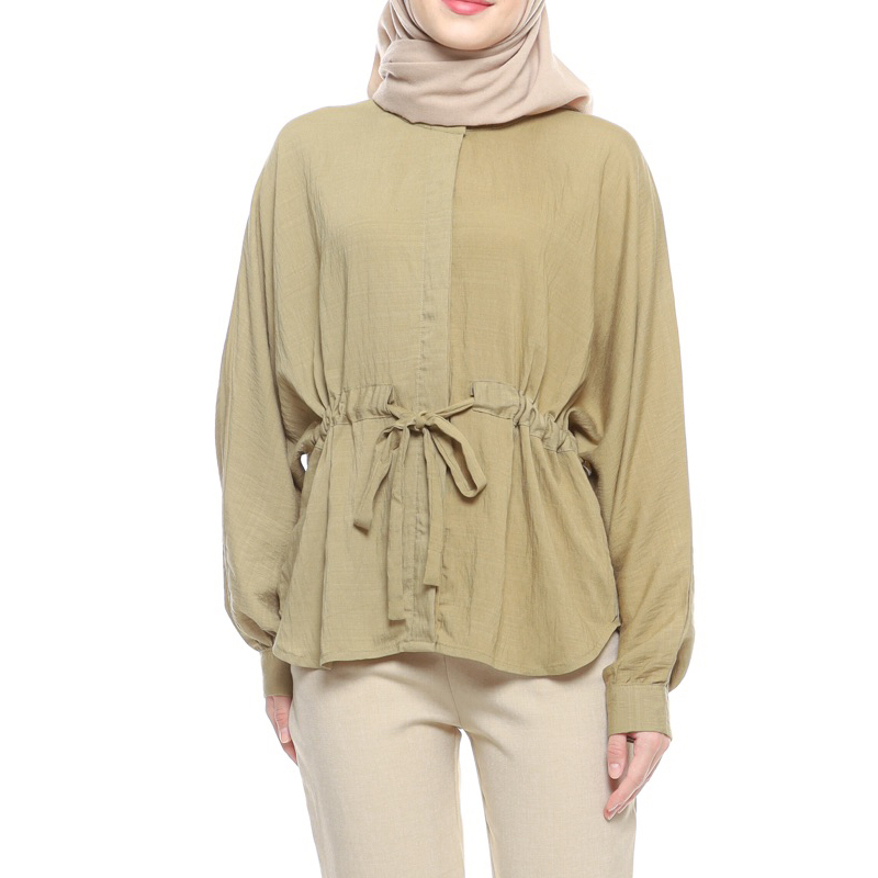 Alina Blouse | Olive Green | Polo Linen Premium | Blouse | Atasan Wanita