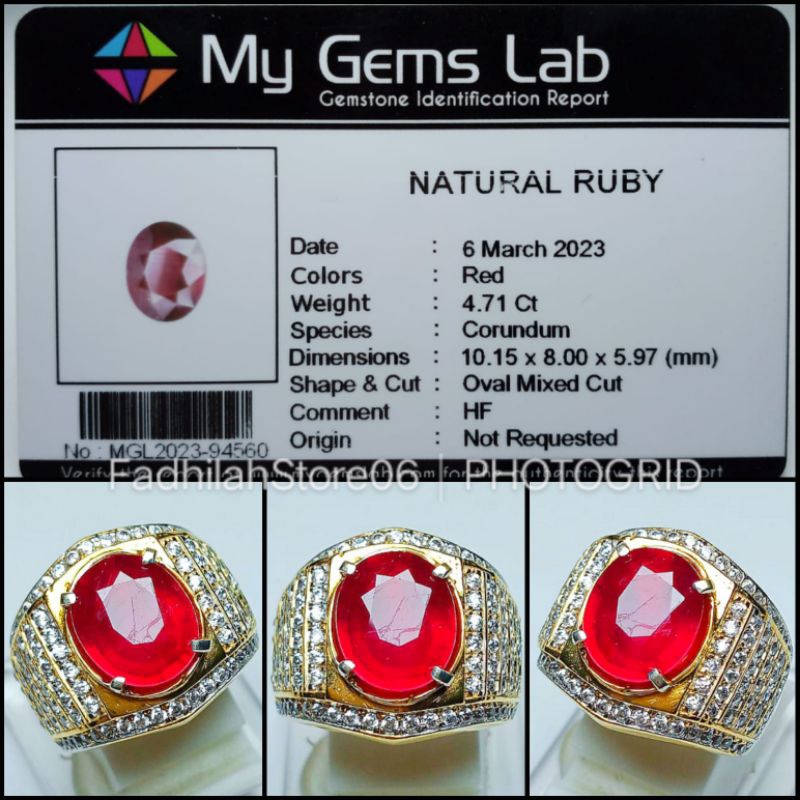 Natural Red Ruby Pigeon Blood Oval Cutting + Memo Lab