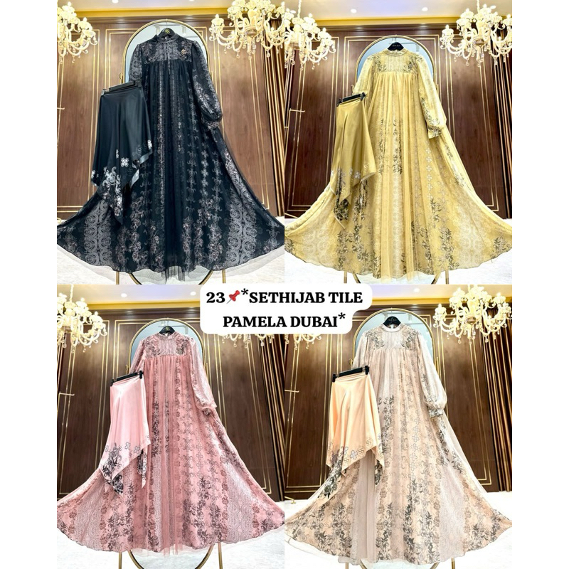dress gamis dubai pamela tile Set hijab SS ori by SHELLASAUKIA