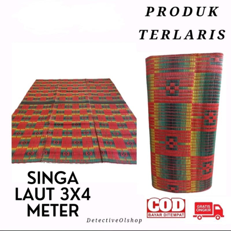 TIKAR LIPAT PIKNIK 3×4 SINGA LAUT TIKAR TENUN PLASTIK JUMBO