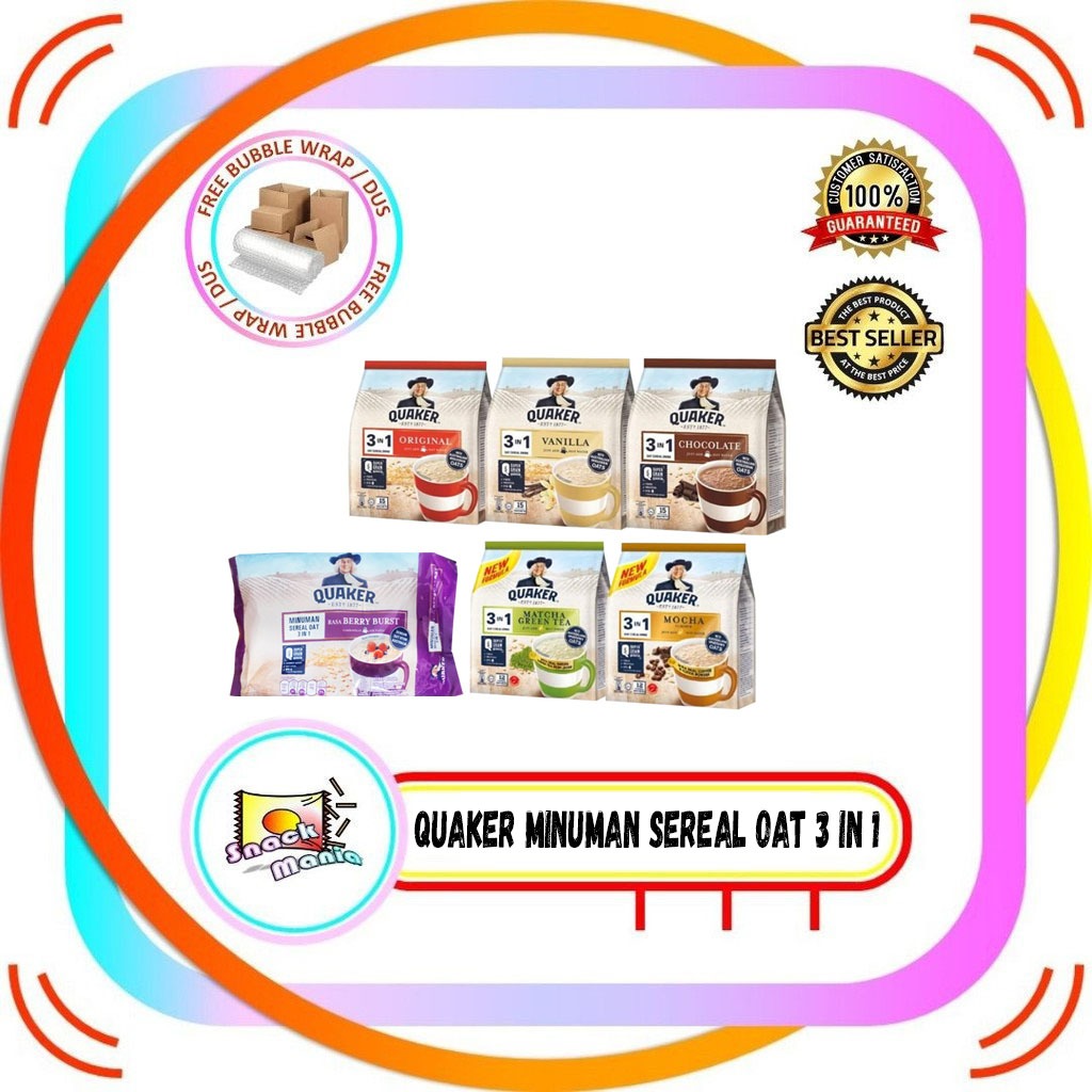 

QUAKER 3 in 1 Oat Cereal Drink Original Vanila Coklat Matcha Moka BAG