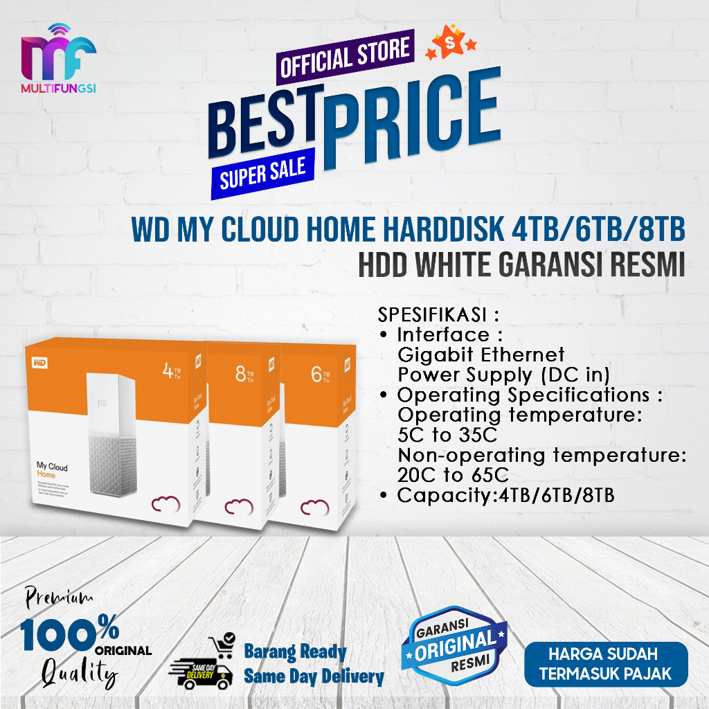 WD My Cloud Home Harddisk 4TB/6TB/8TB HDD - White Garansi Resmi