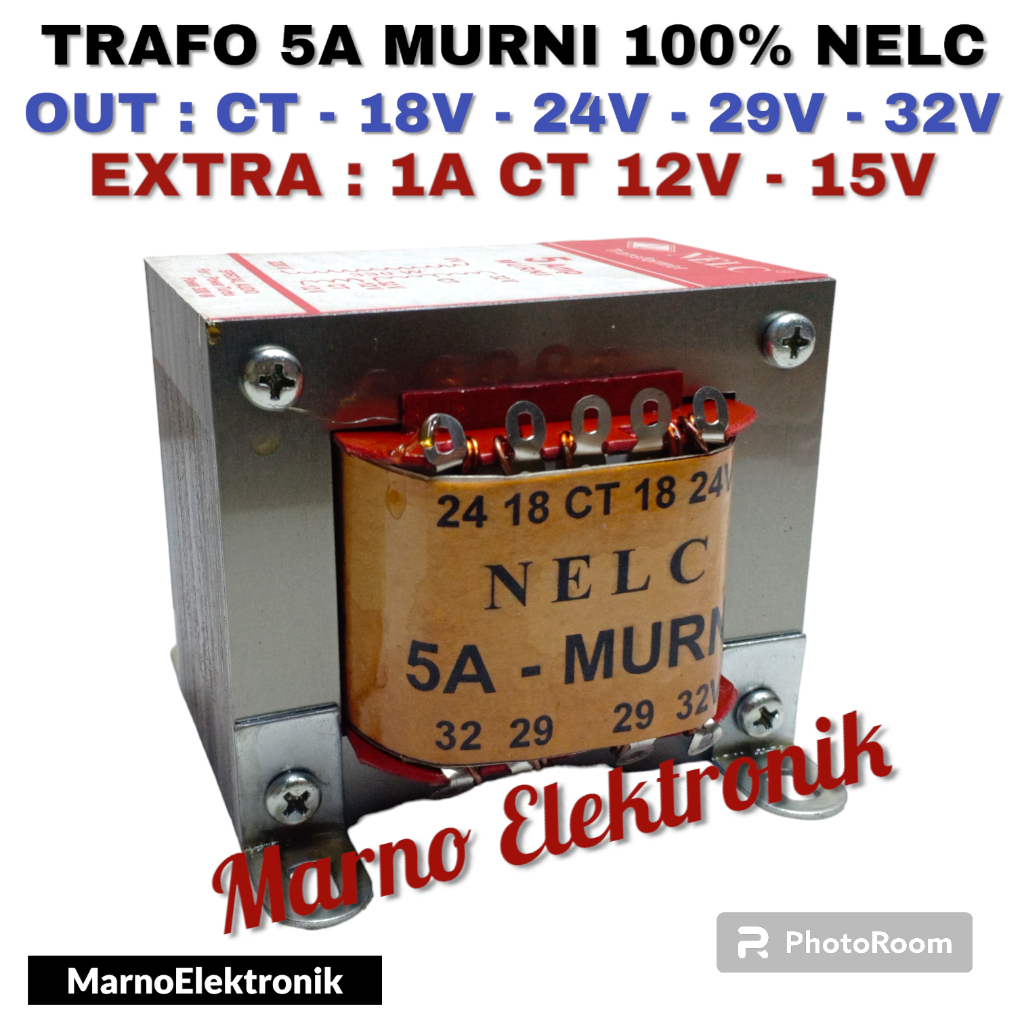 TRAVO TRAFO 5A MURNI ASLI TEMBAGA CT 18V 24V 29V 32V NELC 5 A CT KOTAK TRANSFORMER 18 24 29 32 VOLT 