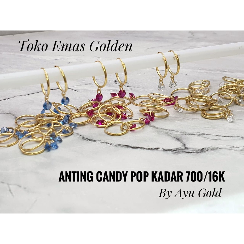 Anting anak dewasa Model Gipsy Ring bulat Candy Pop by Ayu gold warna kuning Emas Asli kadar 700/16k | NEWBORN  KIDS BABY ADULT EARINGS REAL GOLD