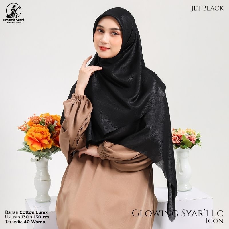 [Grosir/5Pcs]Hijab Segiempat Polos Laser Glowing Syar'i Umama