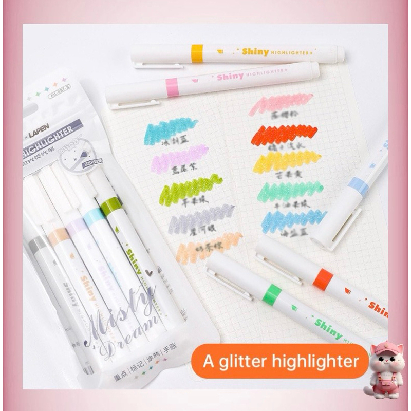 

N169 ( 1 Set 5 Pcs Glitter ) Stabilo Pastel Glitter Macaron Pen / Highlighter Pen Glitter Set isi 5 pcs Lucu