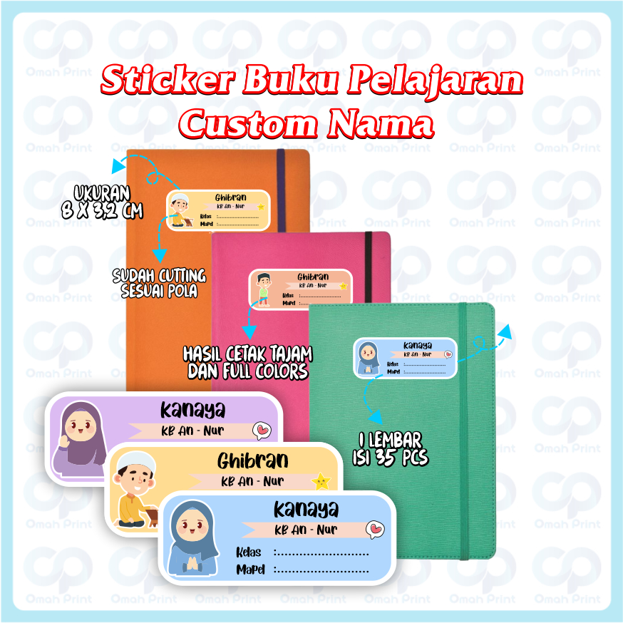 

Stiker Buku Pelajaran Custom | Stiker Mapel Custom | Stiker Mata Pelajaran isi 35pcs