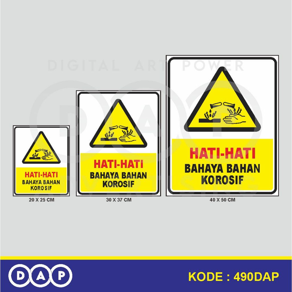 

490 - STIKER PERINGATAN BAHAYA BAHAN KOROSIF - VINYL - TERBAIK