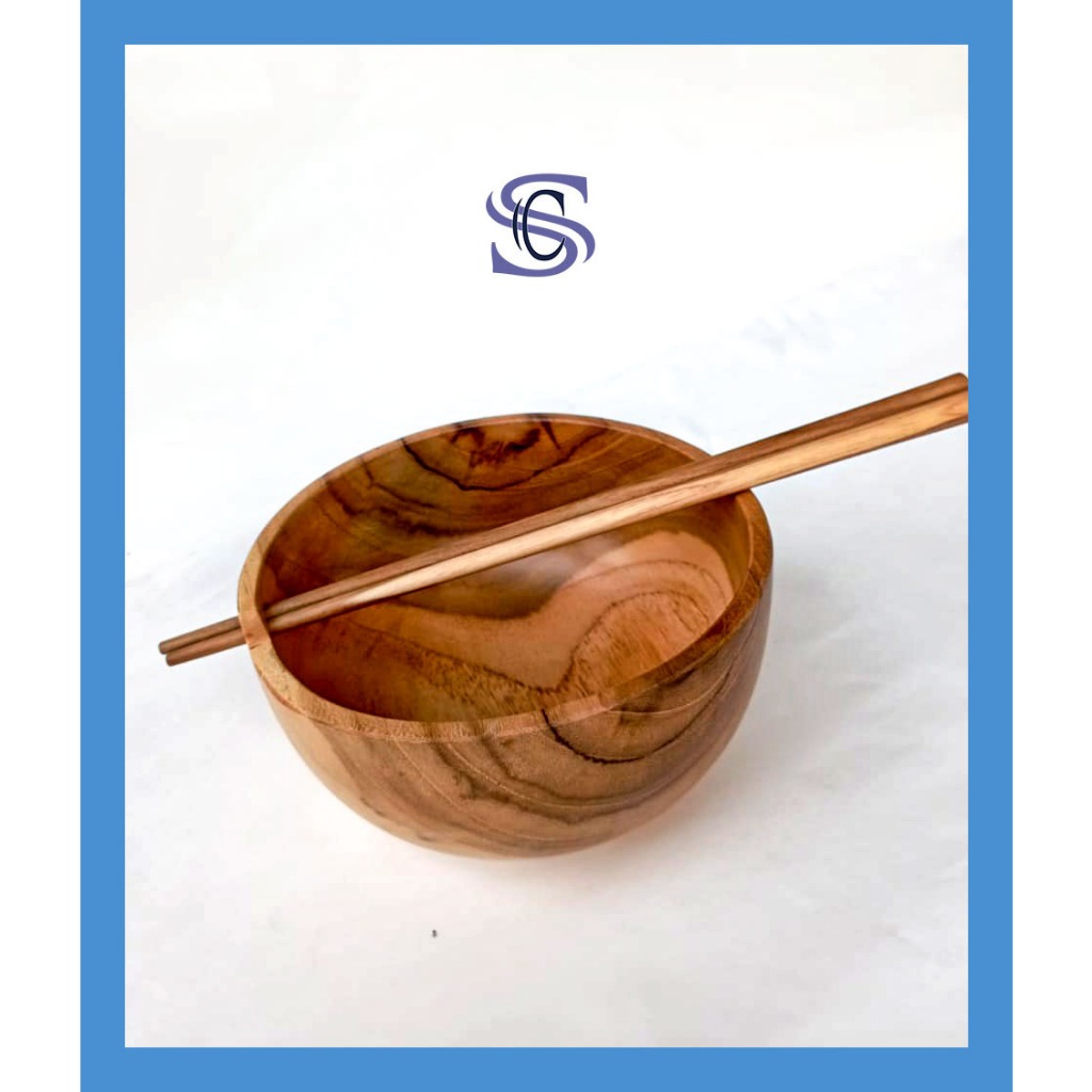 mangkok kayu jati besar wooden / mangkok jati satu set